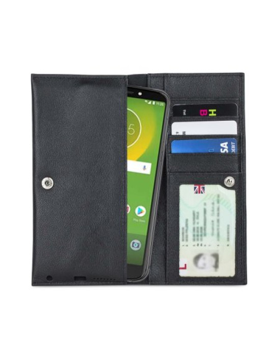 Olixar Primo Genuine Leather Motorola E5 Supra Wallet Case - Black