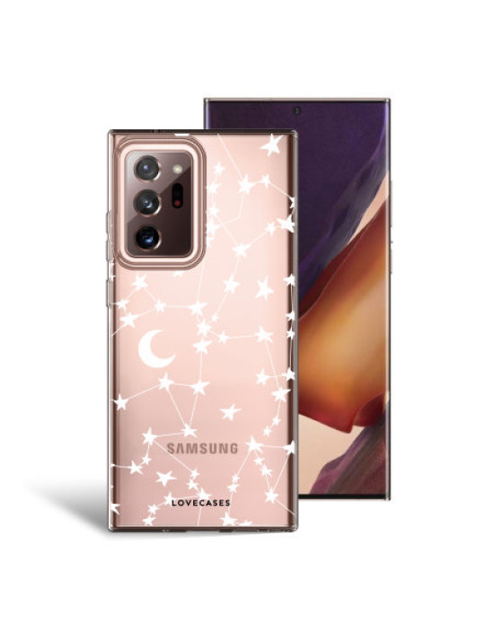 LoveCases Samsung Galaxy Note 20 Ultra Gel Case- White Stars And Moons