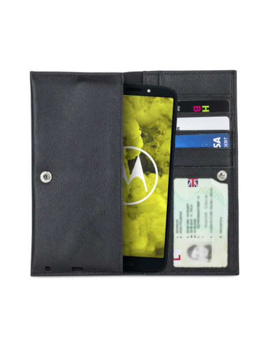 Olixar Primo Genuine Leather Motorola Moto G6 Play Wallet Case - Black