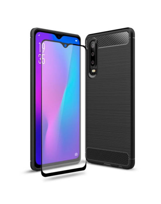 Olixar Sentinel Huawei P30 Case and Glass Screen Protector - Black