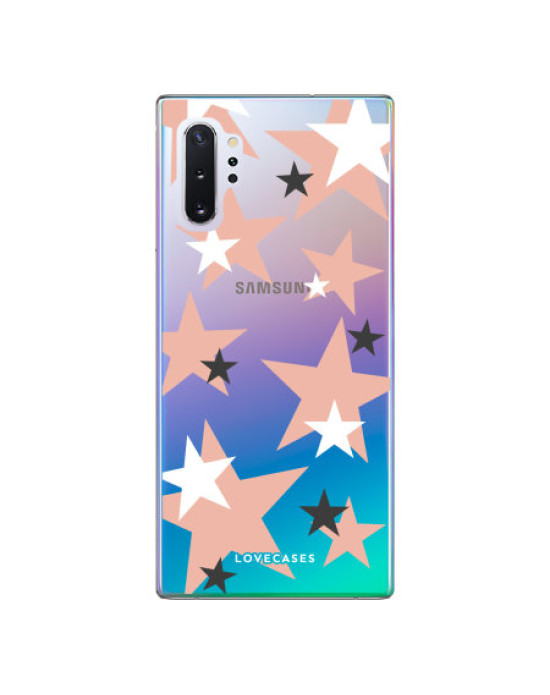 LoveCases Samsung Note 10 Plus Pink Star Clear Phone Case LoveCases Samsung Note 10 Plus Pink Star Clear Phone Case