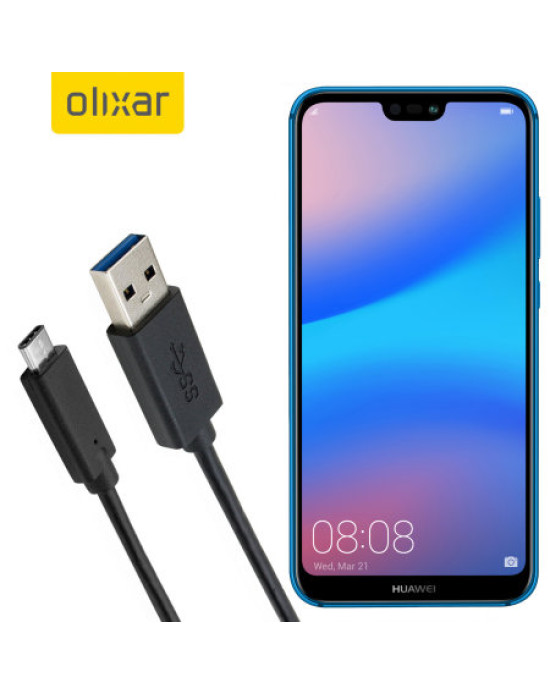 Olixar USB-C Huawei P20 Lite Charging Cable - Black 1m