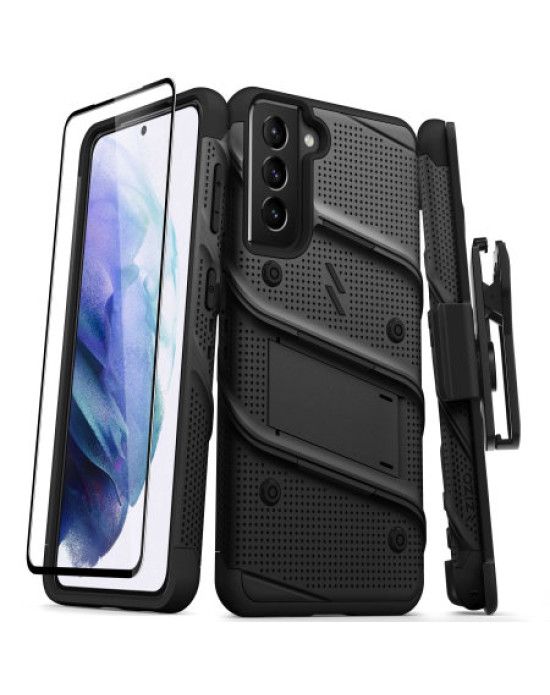 Zizo Bolt Samsung Galaxy S21 Tough Case & Screen Protector - Black