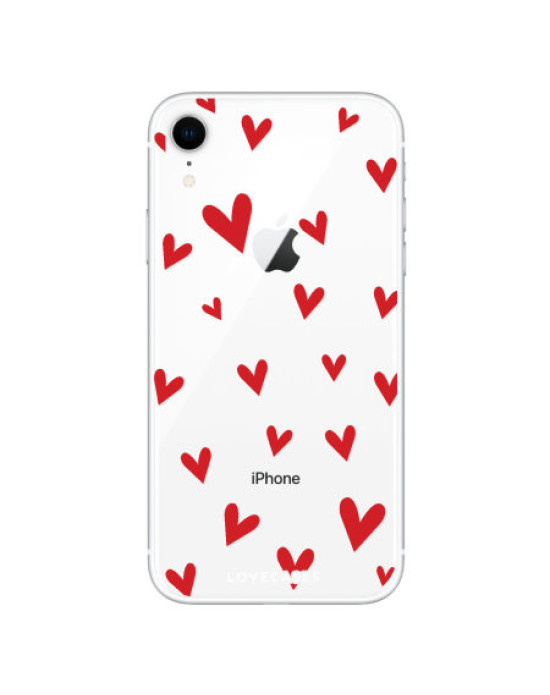 LoveCases iPhone XR Hearts Phone Case - Clear Red