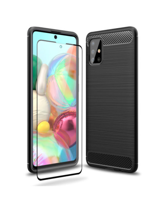 Olixar Sentinel Samsung A71 Case & Glass Screen Protector - Black