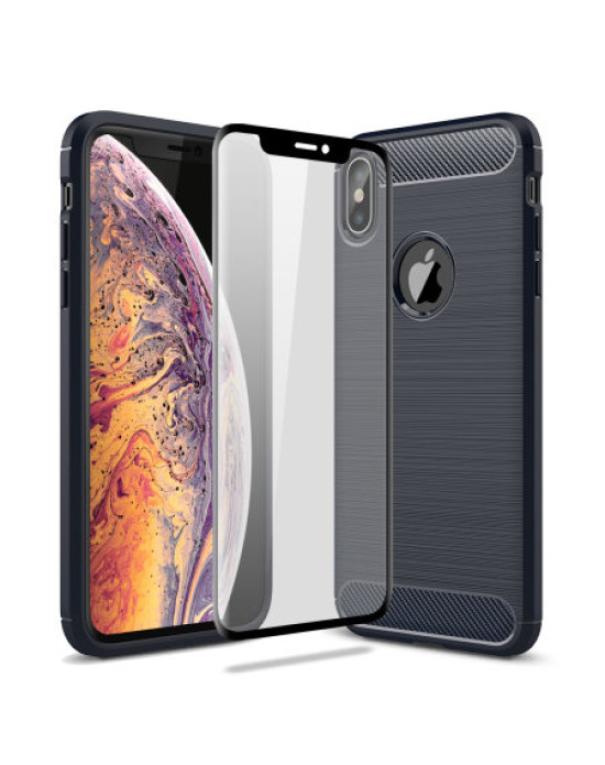 Olixar Sentinel iPhone XS Max Case and Glass Screen Protector - Navy Olixar Sentinel iPhone XS Max Case and Glass Screen Protector - Navy