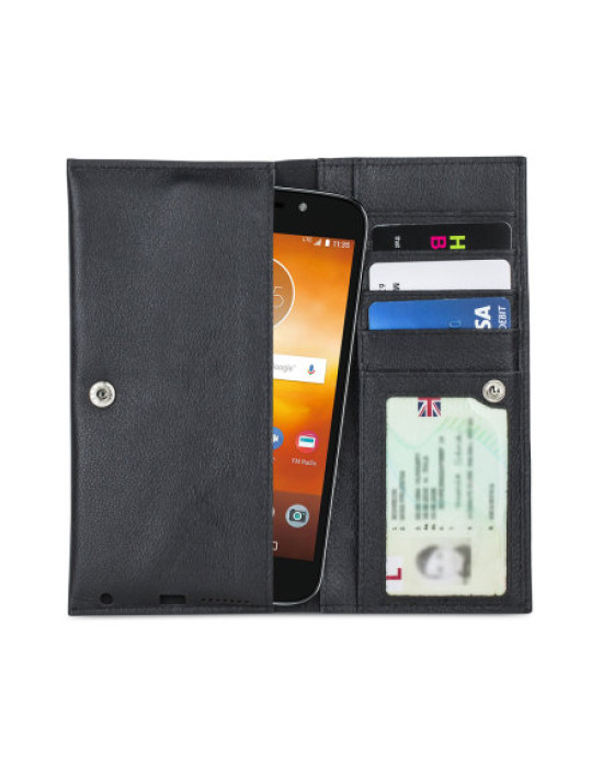 Olixar Primo Motorola Moto E5 Play Genuine Leather Wallet Case - Black