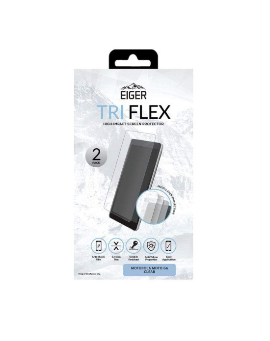 Eiger Tri Flex High-Impact Film Screen Protector (2 Pack) for Motorola Moto G6 i