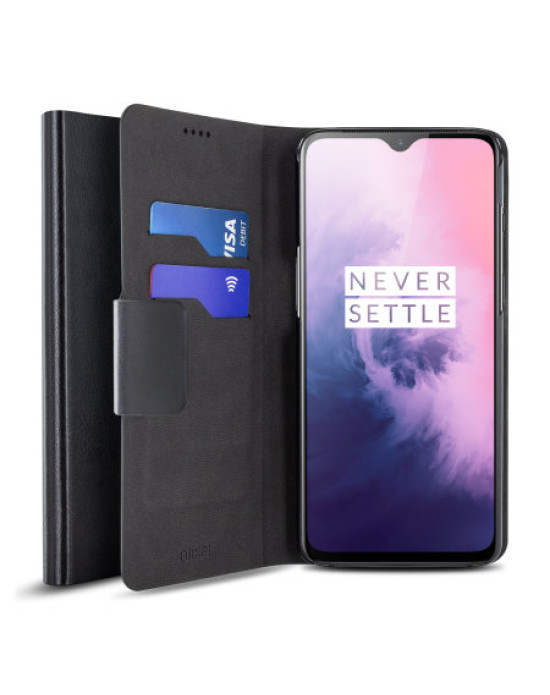 Olixar Leather-Style OnePlus 7 Wallet Stand Case - Black