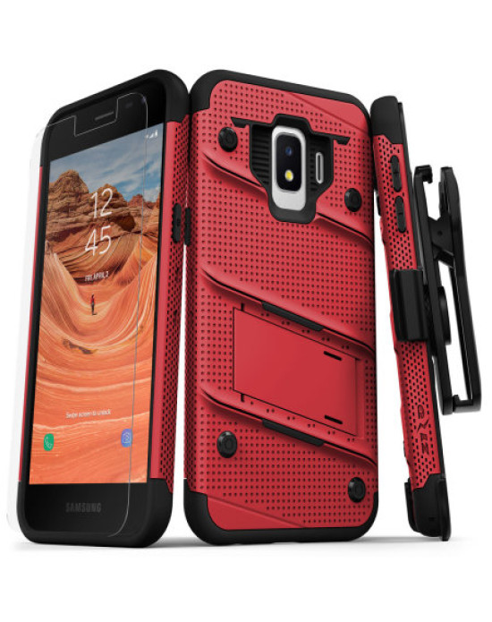 Zizo Bolt Samsung Galaxy J2 Tough Case & Screen Protector - Red