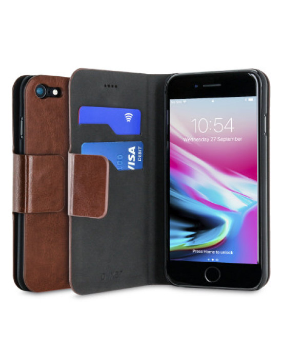 Olixar Leather-Style iPhone 8 / 7 Wallet Stand Case - Brown