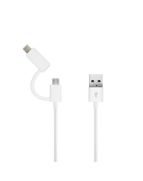 Just Wireless 1.0m 2in1 Apple Lightning and Micro USB Charge and Sync Cable in W