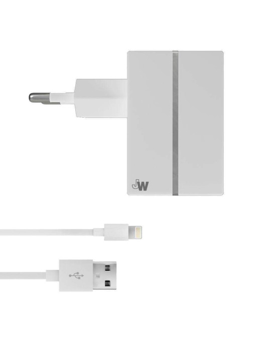 Just Wireless 2.4A EU Mains Charger with Apple Lightning Connector in White