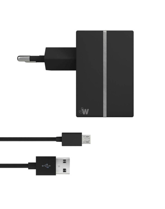 Just Wireless 2.4A EU Mains Charger with Micro USB Connector in Black