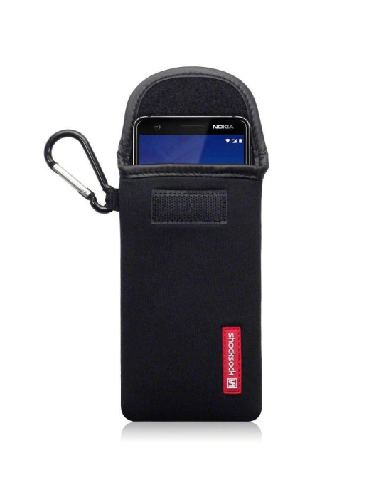 Shocksock Nokia 3.1 Neoprene Pouch Case with Carabiner - Black