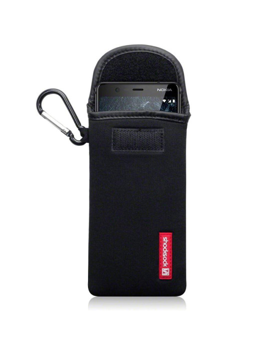 Shocksock Nokia 5.1 Neoprene Pouch Case with Carabiner - Black