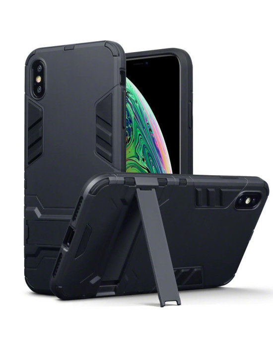 Terrapin Apple iPhone XS Max Dual Layer Impact Armour Stand Case - Black