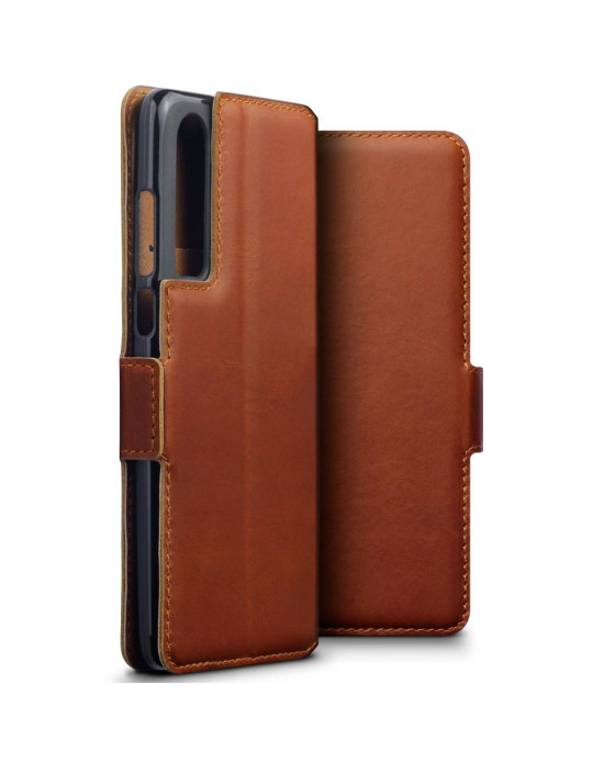 Terrapin Huawei P30 Ultra Slim Genuine Leather Wallet Case - Cognac