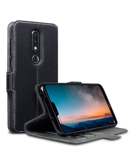 Terrapin Nokia 6.1 PLUS/X6 Ultra Slim Faux Leather Wallet Case - Black