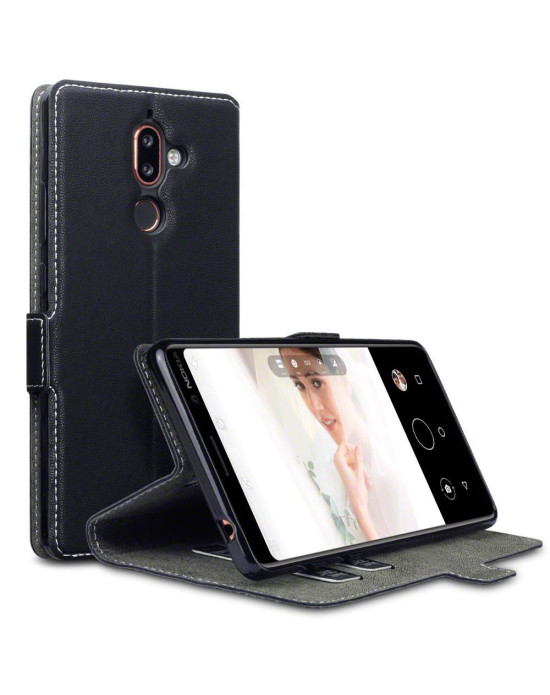 Terrapin Nokia 7 Plus Ultra Slim Faux Leather Wallet Case - Black