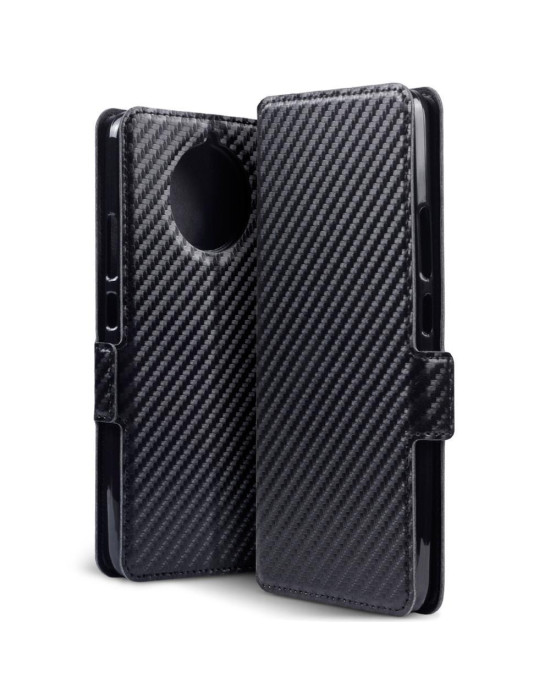 Terrapin Nokia 9 PureView Ultra Slim PU Leather Wallet Case - Black Carbon Fibre