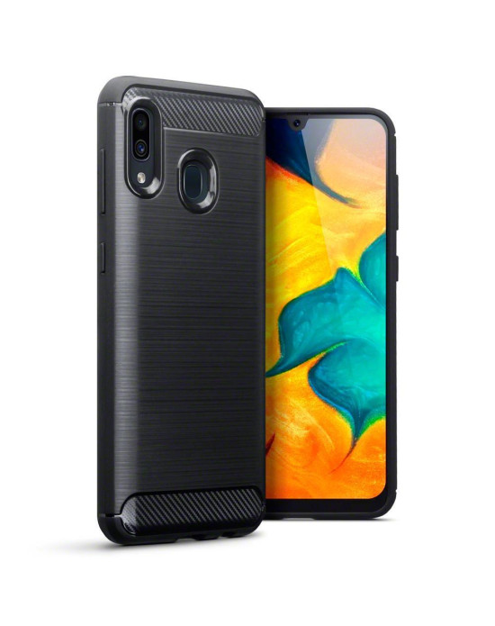 Terrapin Samsung Galaxy A30 Carbon Fibre Design Slim Gel Case - Black