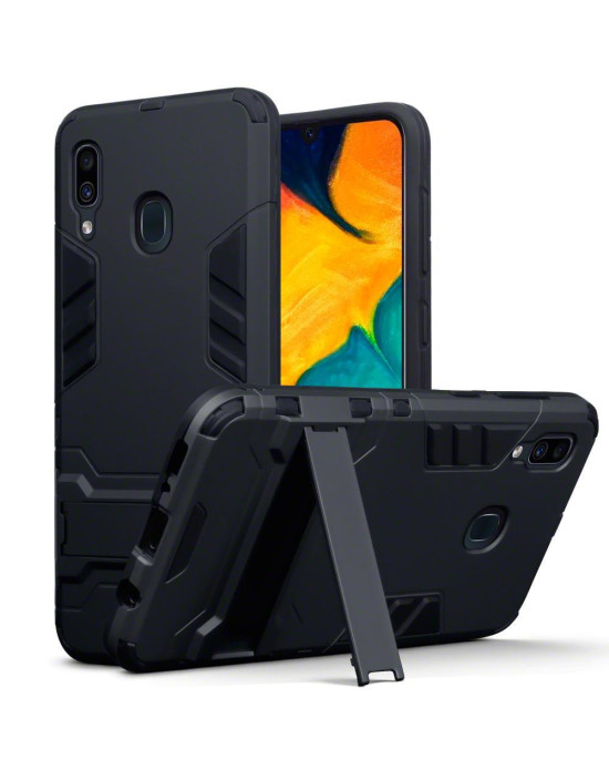 Terrapin Samsung Galaxy A30 Dual Layer Shock Resistant Armour Case + Stand - Bla