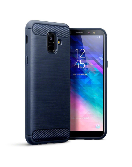 Terrapin Samsung Galaxy A6 2018 Carbon Fibre Design Slim Gel Case - Blue