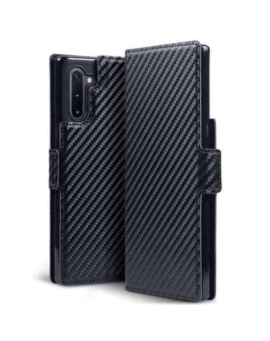 Terrapin Samsung Galaxy Note 10 Low Profile PU Leather Wallet Case - Black Carbo