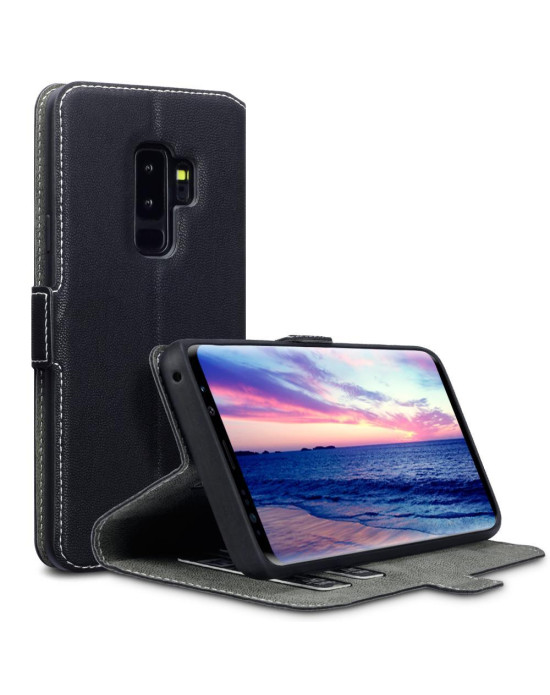 Terrapin Samsung Galaxy S9 Plus Ultra Slim Faux Leather Wallet Case - Black