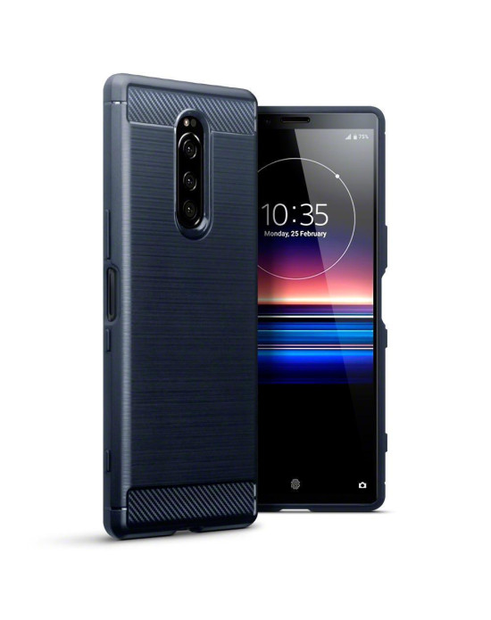 Terrapin Sony Xperia 1 Ultra Carbon Fibre Design Slim Gel Case - Blue